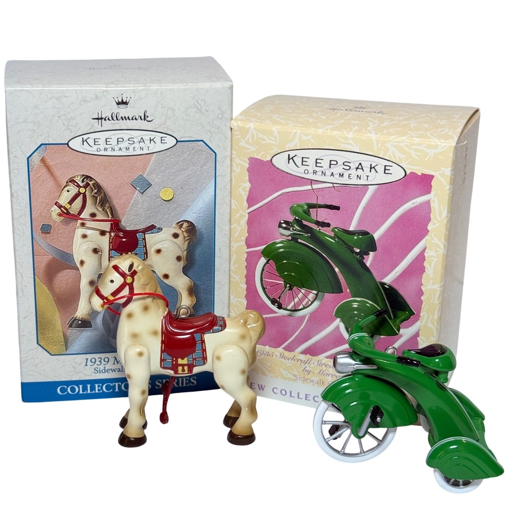 Hallmark Keepsake Sidewalk Cruisers Die-Cast Ornaments Tricycle & Pony Set Boxed
